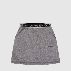 Children's gray lurex skirt with logo pattern Off-White