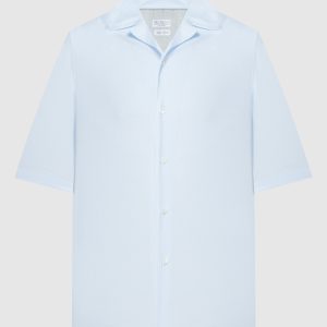 Blue straight cut shirt Brunello Cucinelli