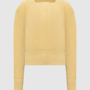 Yellow wool and cashmere sweater with accent shoulders Victoria Beckham