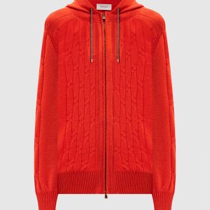 Red cashmere sports jacket with metallic logo Agnona