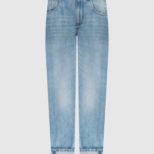 Blue distressed jeans with monil chain Brunello Cucinelli