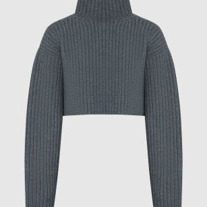 Gray cropped wool sweater Balenciaga