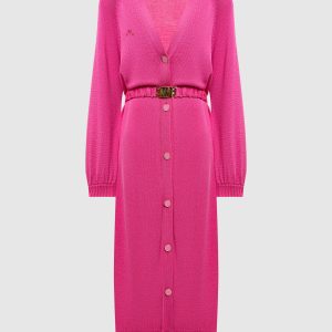 Pink elongated wool cardigan Rowen Rose