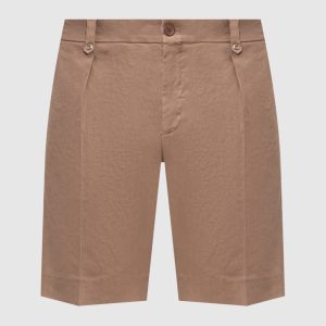 Brown linen shorts with emblem Stefano Ricci