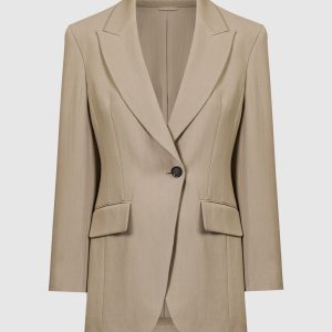 Beige linen jacket with monil chain Brunello Cucinelli