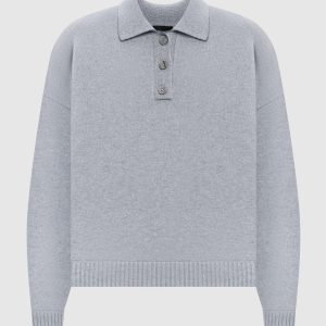 Jose grey cashmere polo collar jumper Simonetta Ravizza