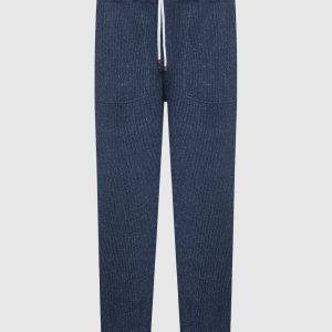 Blue melange joggers with linen Brunello Cucinelli