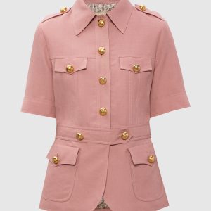 Pink cashmere jacket with short sleeves Valentino