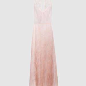 Pink pleated lace dress Twinset