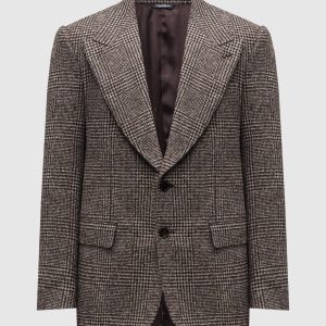 Brown checked alpaca jacket Dolce&Gabbana