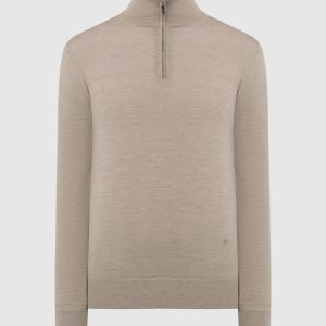Beige wool jumper with logo embroidery ISAIA