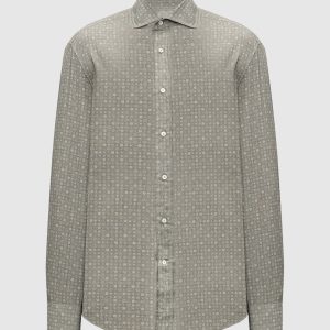Gray shirt in a geometric pattern Brunello Cucinelli