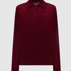 Burgundy cashmere polo shirt Jacob Lee