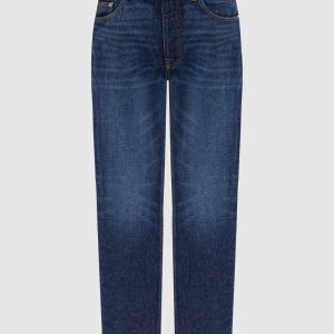 Blue jeans with a distressed effect Palm Angels