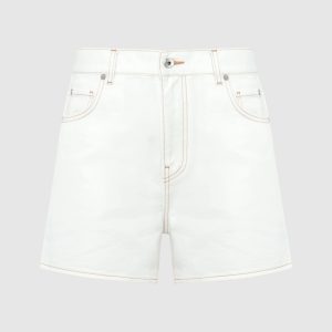 White denim shorts with logo patch Off-White