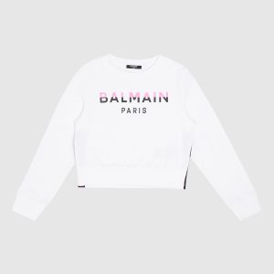 Children's white sweatshirt with logo print Balmain