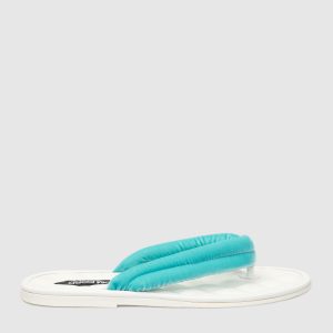 Blue leather slippers with velvet straps Tom Ford