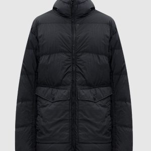 Black CRINKLE REPS logo down jacket Stone Island