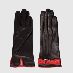 Black leather gloves Sermoneta Gloves