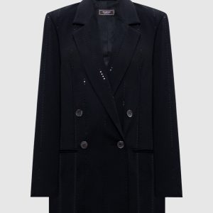 Black double-breasted jacket with sequins Peserico