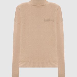 Beige wool, silk and cashmere sweater with monil chain Peserico