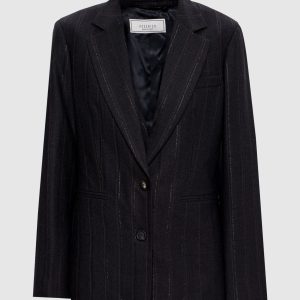Black striped wool jacket Peserico