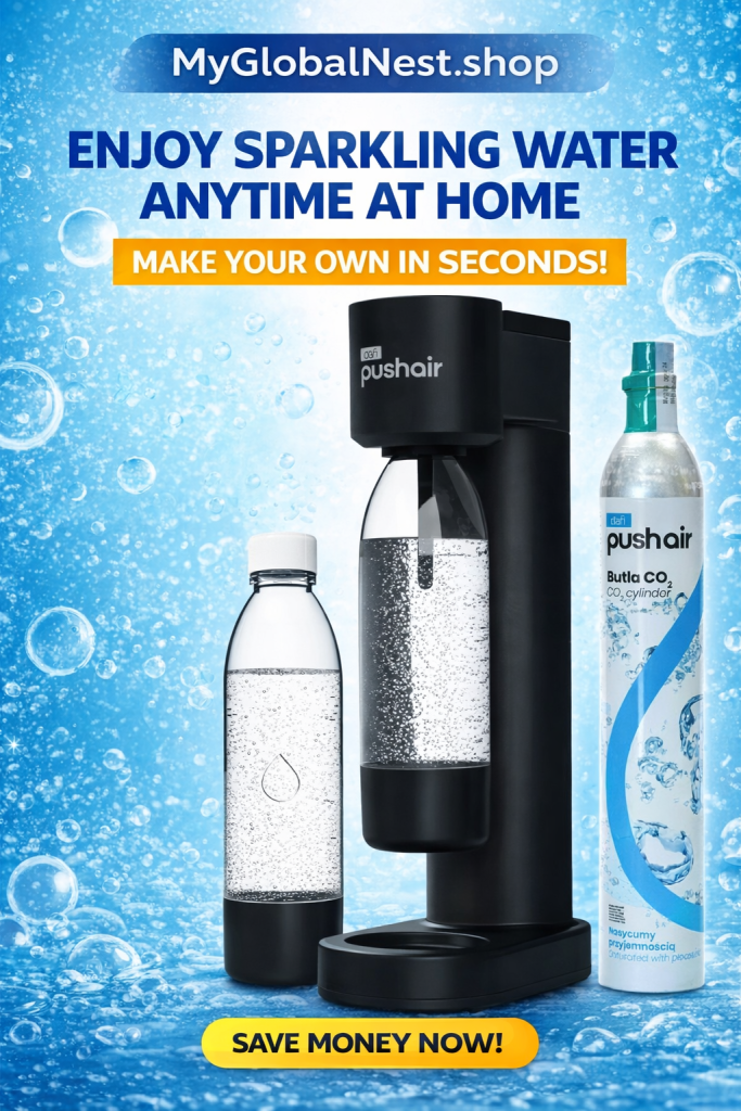 Home soda maker for instant sparkling water and refreshing drinks anytime