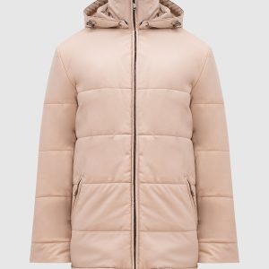 Beige quilted jacket with logo monogram engraving Cashmere&Whiskey