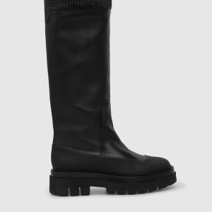 Black leather boots Santoni