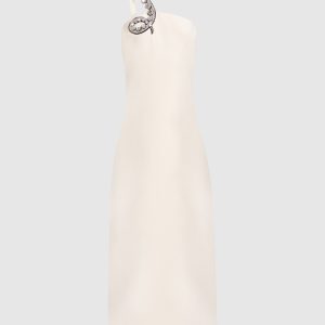 Beige midi dress with crystals David Koma