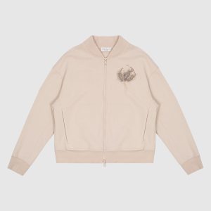 Children's beige bomber jacket with an application Brunello Cucinelli