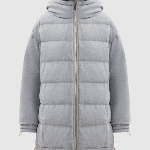 Grey down jacket made of silk and camel wool Be Florence