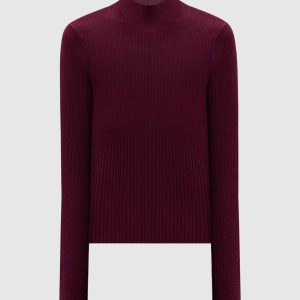Burgundy top with a figure-hugging neckline Twinset