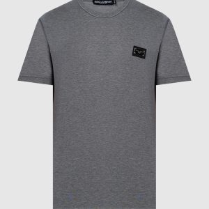 Gray t-shirt with metallic logo Dolce&Gabbana
