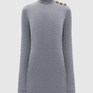 Gray melange mini dress with wool Balmain