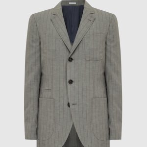 Striped silk and linen blazer Brunello Cucinelli
