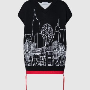 Black patterned Skyline vest Off-White