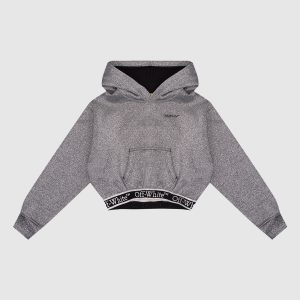 Kids gray lurex hoodie with logo pattern Off-White