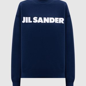 Blue sweatshirt with logo print Jil Sander