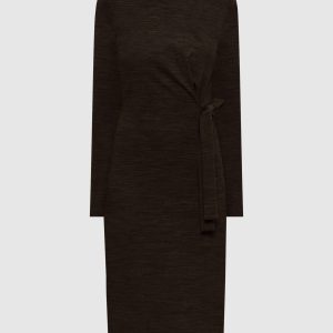 Brown midi dress with wool Peserico