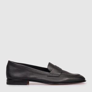 Black leather loafers Santoni