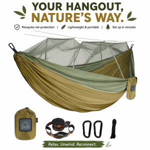 Compact Double Camping Hammock with Mosquito Net, Portable Outdoor Gear for Hiking and Travel