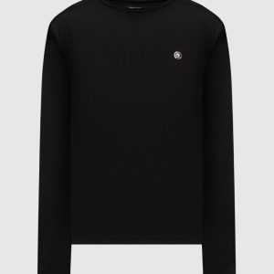 Black wool and silk long sleeve shirt with emblem Stefano Ricci