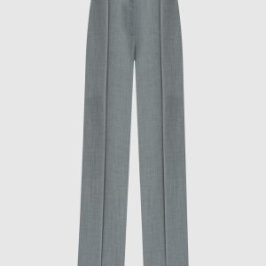 Gray wool trousers with logo Twinset