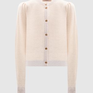 Beige wool and cashmere cardigan Twinset