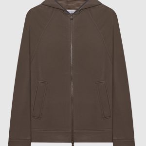 Brown sports jacket with monil chain Brunello Cucinelli