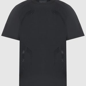 Black T-shirt Intine with perforation Heliot Emil