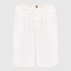 Ivory linen shorts Brunello Cucinelli