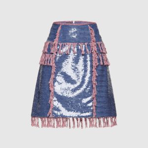 Blue skirt with sequins Balmain