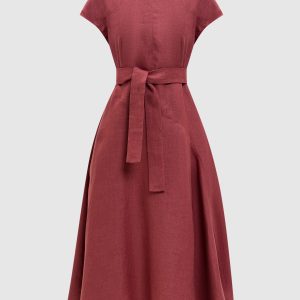 Burgundy SORDIO linen dress Max Mara Weekend